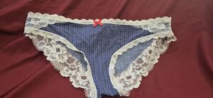 NWT Victorias Secret Medium Cheekini Panties Panty Blue Polka Dot Lace Cute New